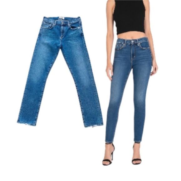 AGOLDE Toni Mid Rise Straight Skinny Stretch Jeans 25x26 EUC - Picture 1 of 10